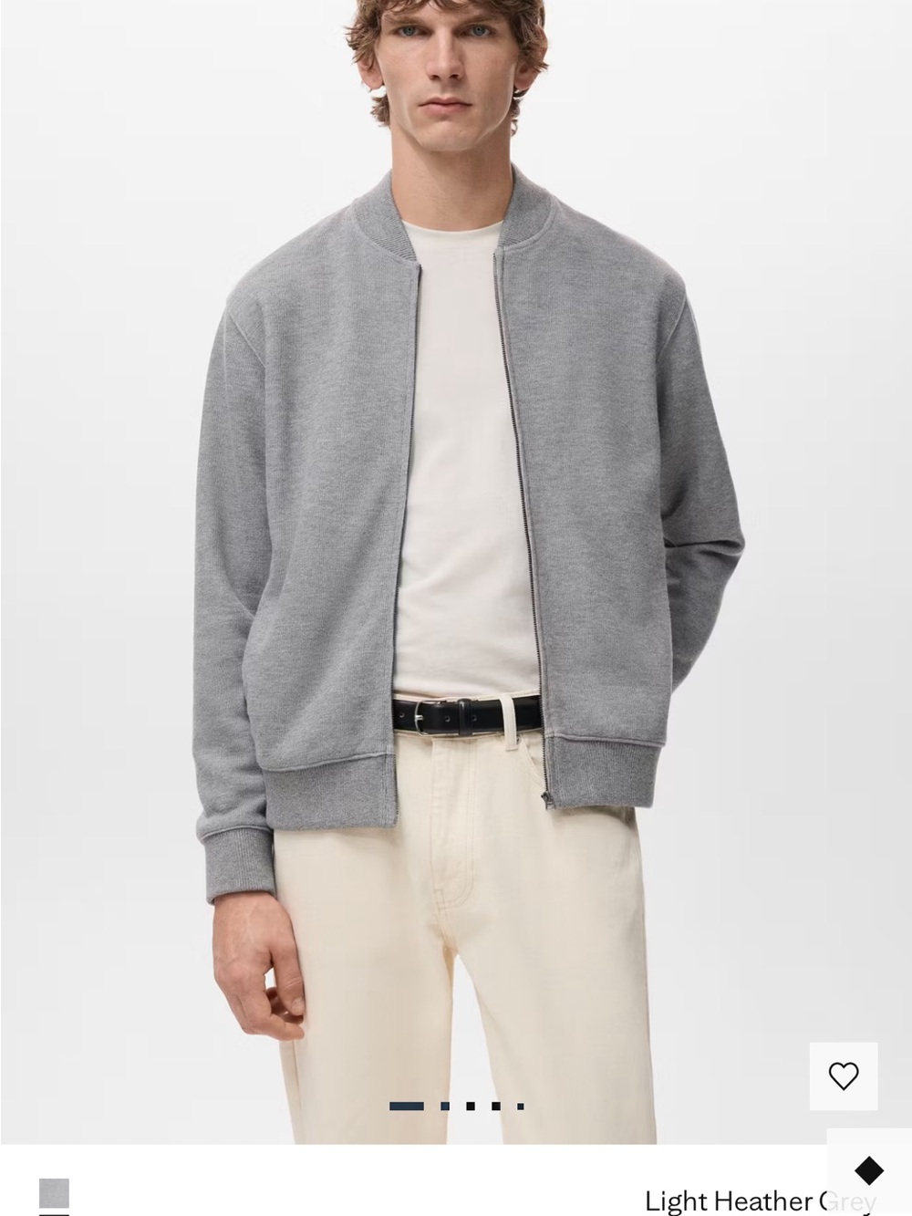 Mango Light Heather Gray Bomber Jacket